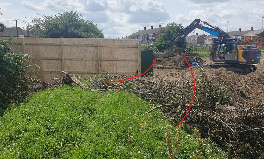 Photos showing excavated bank - supporting image