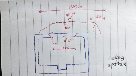 Photo of a sketch diagram showing size of void - supporting image