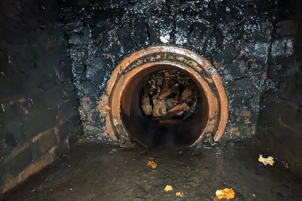 Photo showing blocked brick culvert - supporting image
